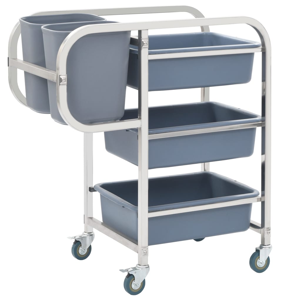 Kitchen Cart with Plastic Containers 82×43.5×92 cm