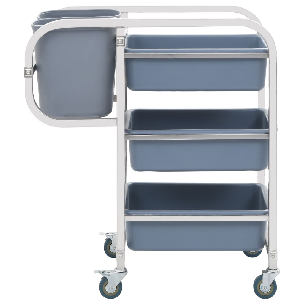 vidaXL Cărucior de bucătărie cu recipiente din plastic, 82x43,5x93 cm