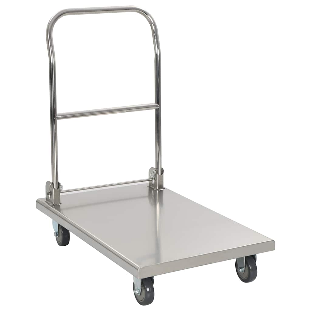 vidaXL Plošinový vozík stříbrný 82 x 53 x 86 cm nerezová ocel