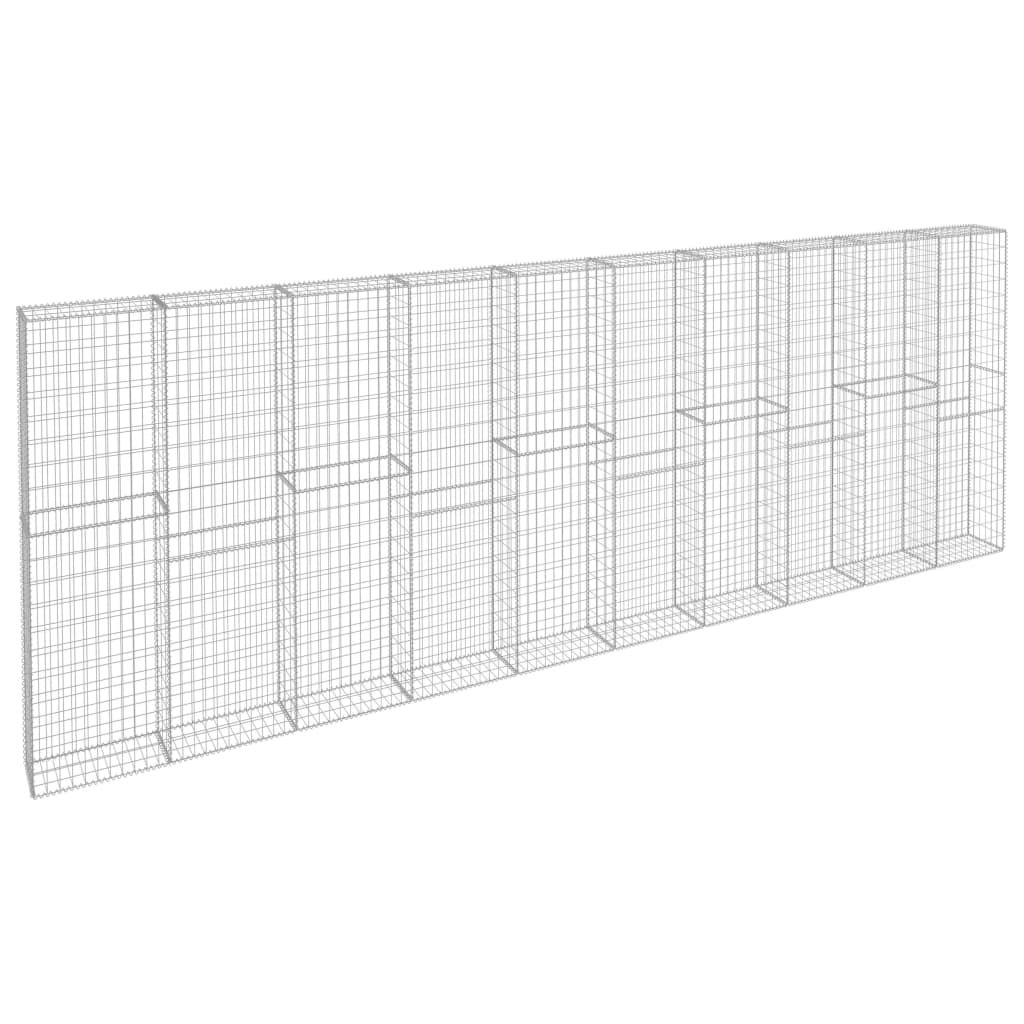 vidaXL Perete gabion cu capace, 600 x 30 x 200 cm, oțel galvanizat