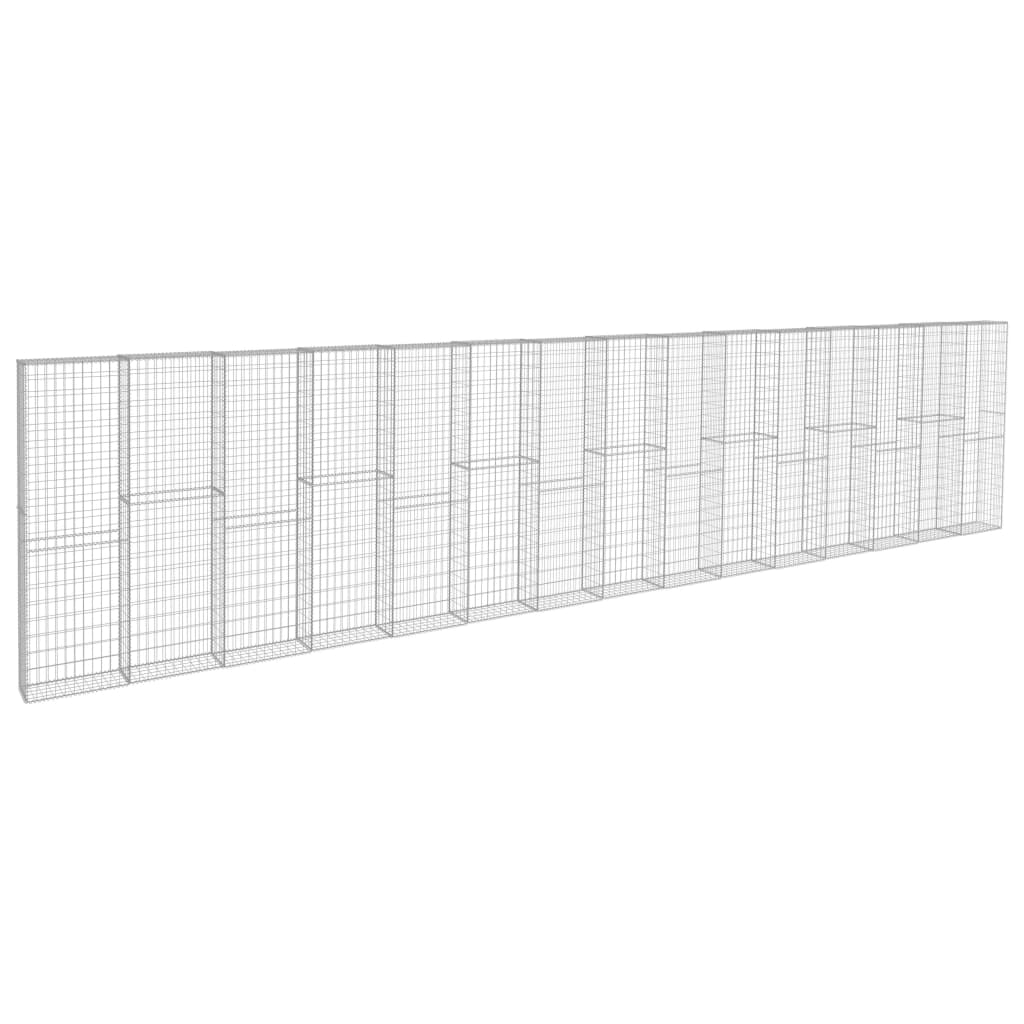 vidaXL Gabionová zeď s víky z pozinkované oceli 900 x 50 x 200 cm