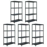 vidaXL Estantes de arrumação 5 pcs preto 60x30x138 cm plástico