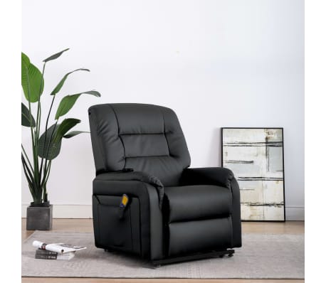vidaXL Massagefauteuil elektrisch sta-op-stoel kunstleer zwart