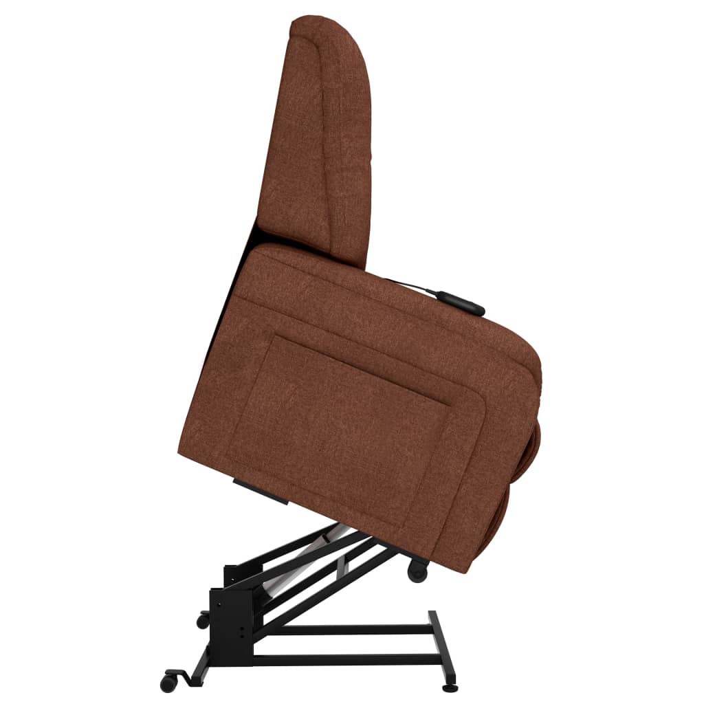 vidaXL Elektrinis atlošiamas TV krėslas, rudos spalvos, audinys