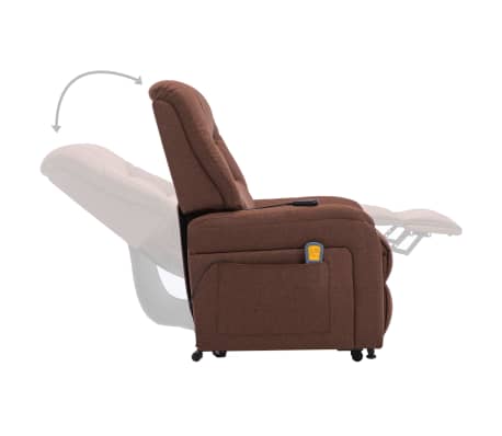 vidaXL Fauteuil inclinable de massage TV électrique Marron Tissu vidaXL Fauteuil inclinable de massage TV électrique Marron Tissu