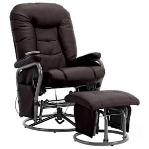 vidaXL Atlošiamas masažinis krėslas su pakoja, rudas, dirbtinė oda