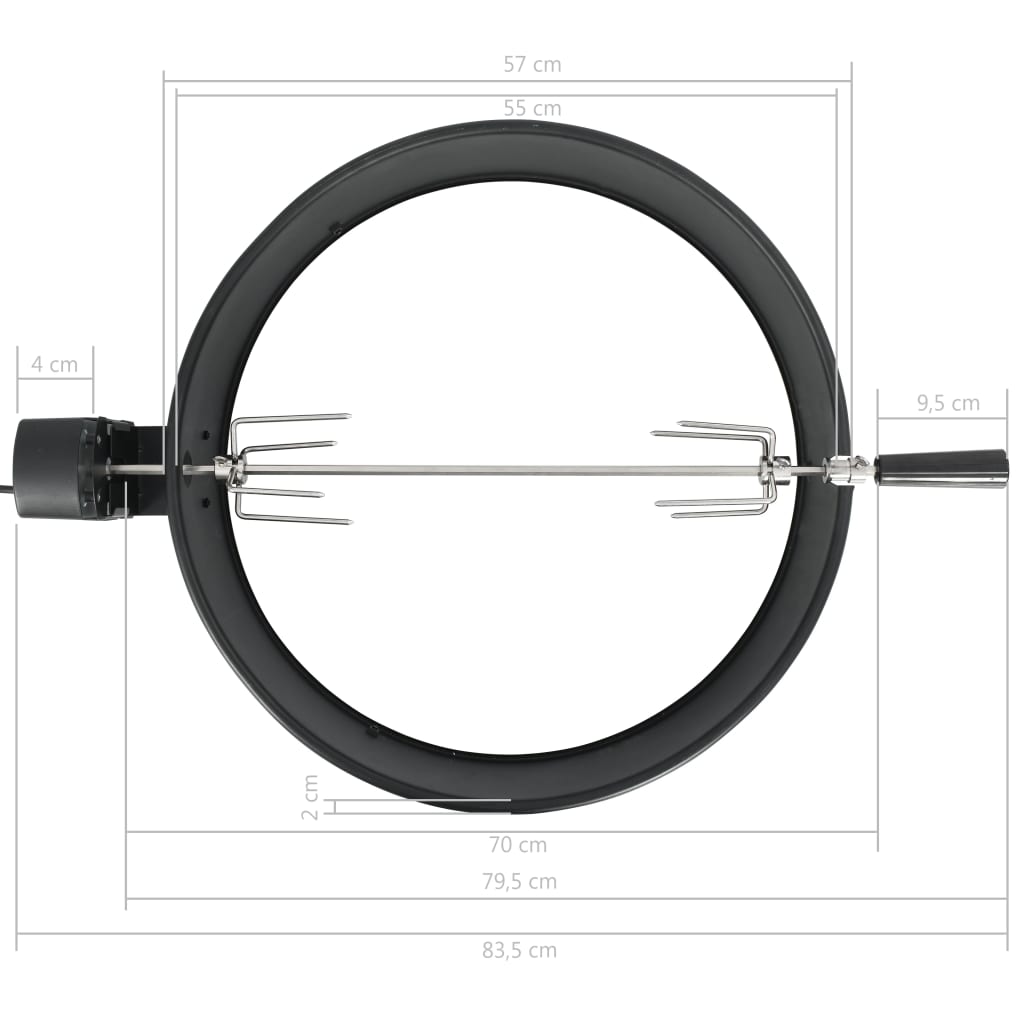  Súprava na grilovací ražeň 57 cm čierna