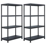 vidaXL Estantes de arrumação 2 pcs preto 200 Kg 80x40x138 cm plástico