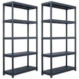 vidaXL Lagerregale 2 Stk. Schwarz 250 kg 80 x 40 x 180 cm Kunststoff