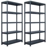 vidaXL Lagerregale 2 Stk. Schwarz 500 kg 100 x 40 x 180 cm Kunststoff
