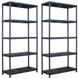 vidaXL Lagerregale 2 Stk. Schwarz 260 kg 90 x 40 x 180 cm Kunststoff