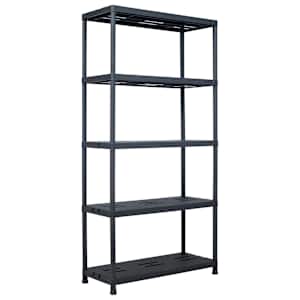 vidaXL Storage Shelf Racks 2 pcs Black 573.2 lb 35.4"x15.7"x70.9" Plastic