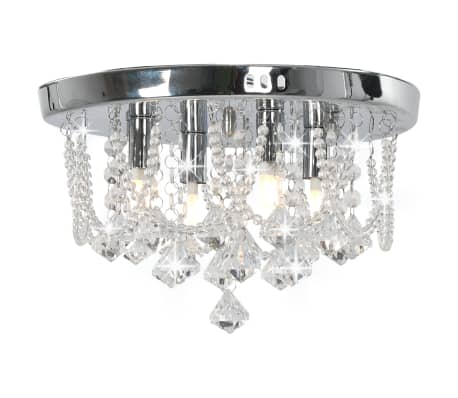 vidaXL Plafonnier avec perles de cristal Argenté Rond 4 ampoules G9