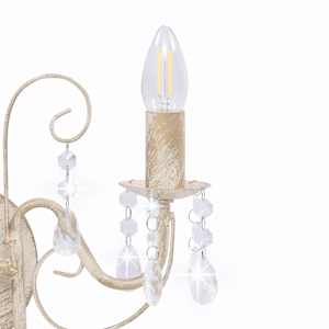 Nástěnná lampa s korálky bílá patina 2 x žárovka E14 - obrázek 5