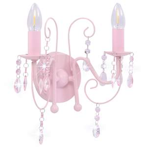 vidaXL lamp helmestega roosa &uuml;mmargune 2 x E14 pirni