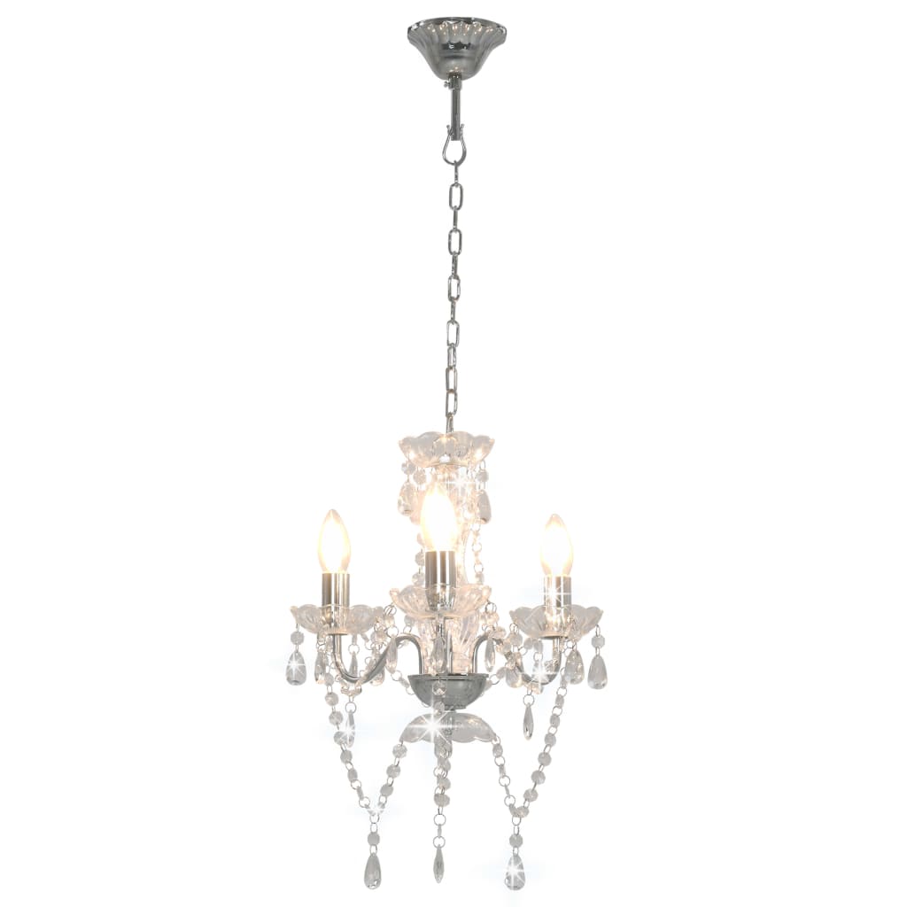 vidaXL Chandelier with Beads Silver Round 3 x E14