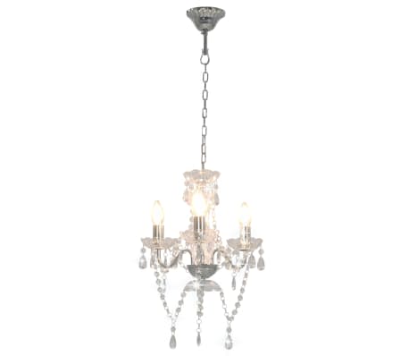 vidaXL Chandelier with Beads Silver Round 3 x E14