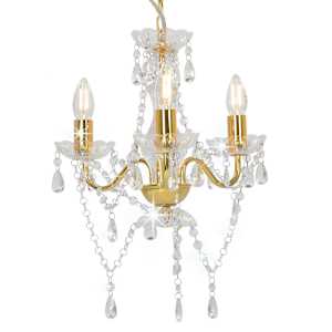 Lestenec s kroglicami zlat okrogel 3 x E14