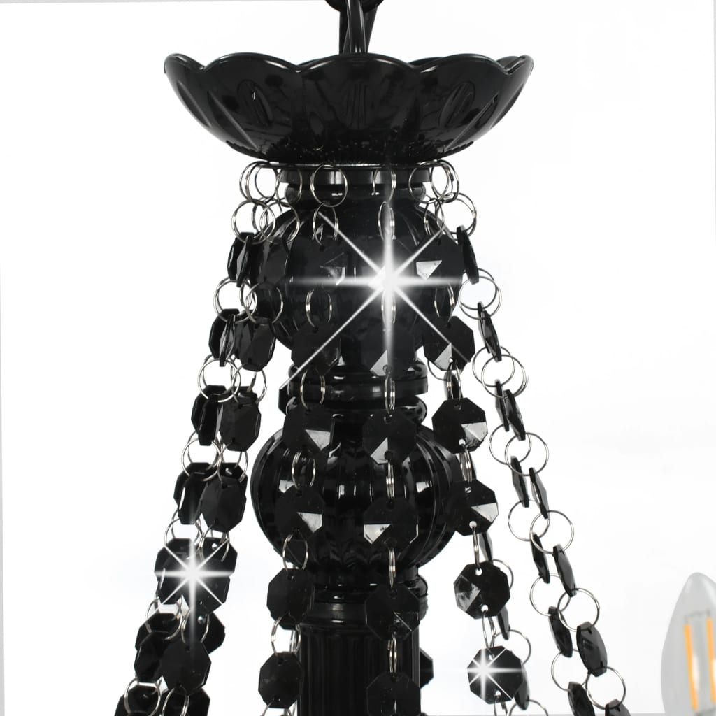  Luster s korálkami čierny 12 x E14 žiaroviek