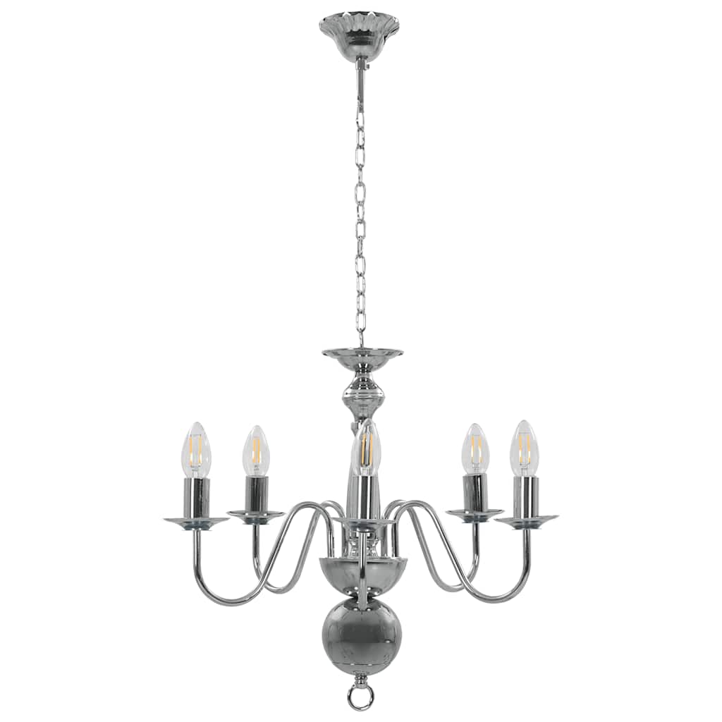 vidaXL Candelabru, argintiu, 5 becuri E14