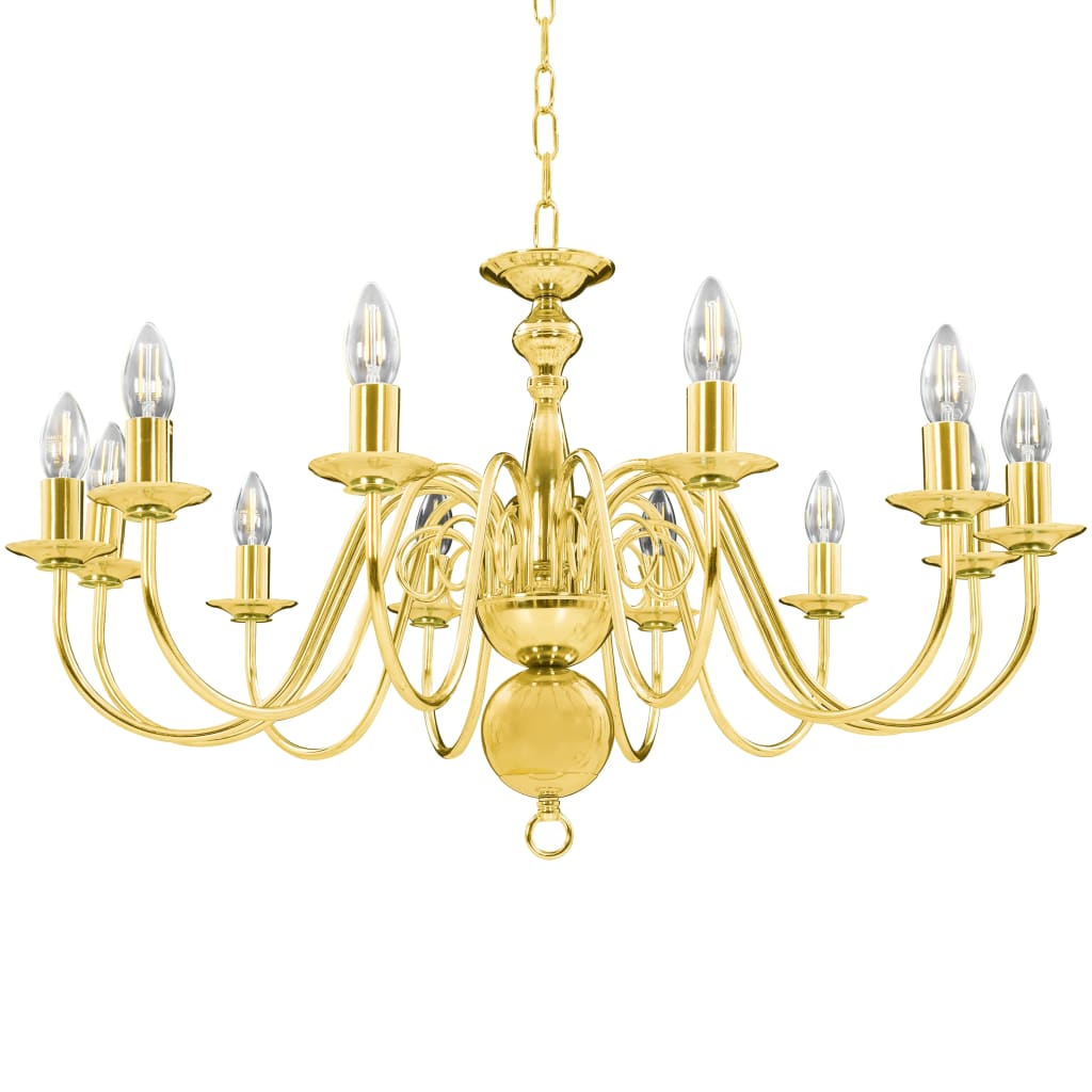 vidaXL Candelabru, auriu, 12 becuri E14