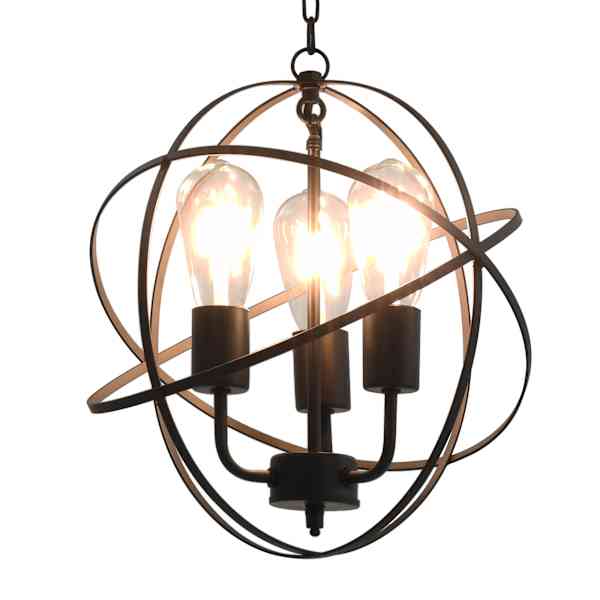 vidaXL laelamp, must, kera, 3 x E27 pirni