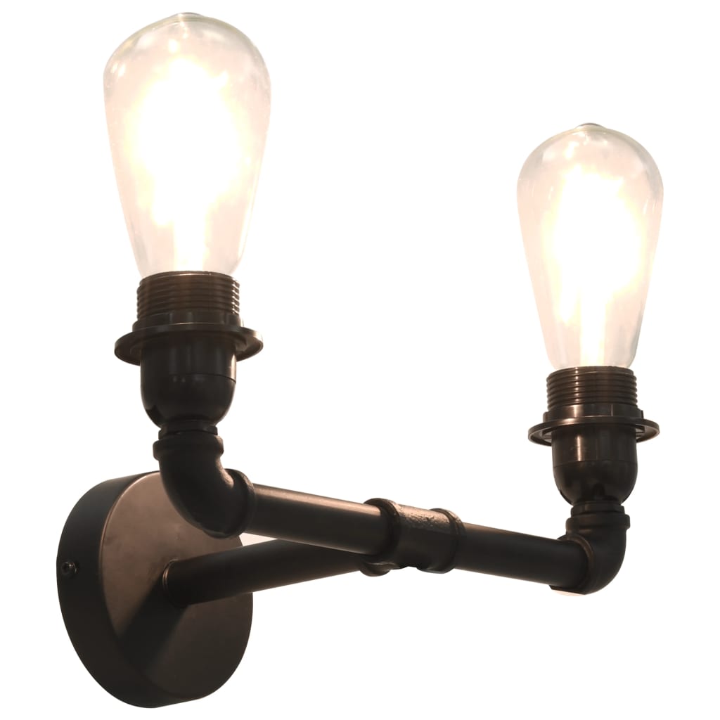 vidaXL Lampă de perete cu 2 brațe, negru, 2 becuri x E27 vidaXL