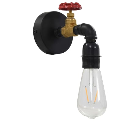 vidaXL Lampa ścienna w formie kranu, czarna, E27