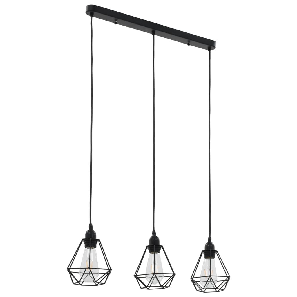 vidaXL Deckenleuchte mit Diamant-Design Schwarz 3 x E27 Glühbirnen