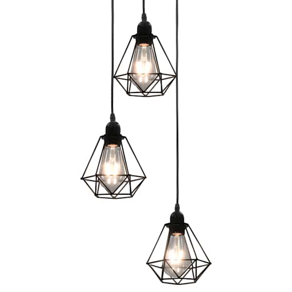 vidaXL laelamp, teemandidisain, must, 3 x E27 pirni
