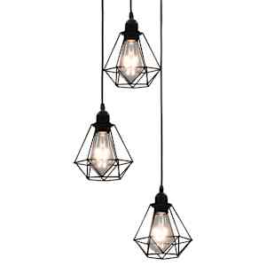Stropní lampa s diamantovým designem černá 3 x žárovka E27