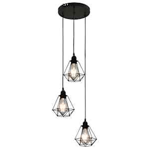 Stropní lampa s diamantovým designem černá 3 x žárovka E27 - obrázek 2
