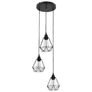 Stropní lampa s diamantovým designem černá 3 x žárovka E27 - obrázek 3