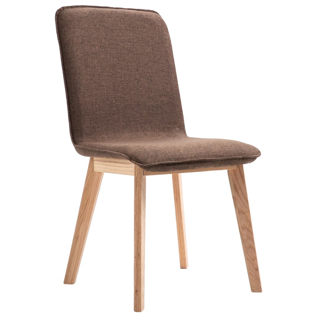 

vidaXL Eetkamerstoelen 2 st stof en massief eikenhout bruin