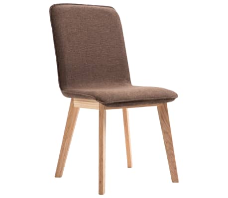 vidaXL Jídelní židle 2 ks hnědé textil a masivní dubové dřevo