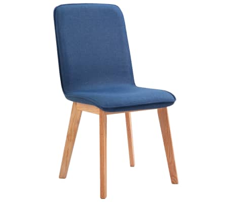 vidaXL Valgomojo kėdės, 4 vnt., mėlynas audinys ir ąžuolo med. mas.