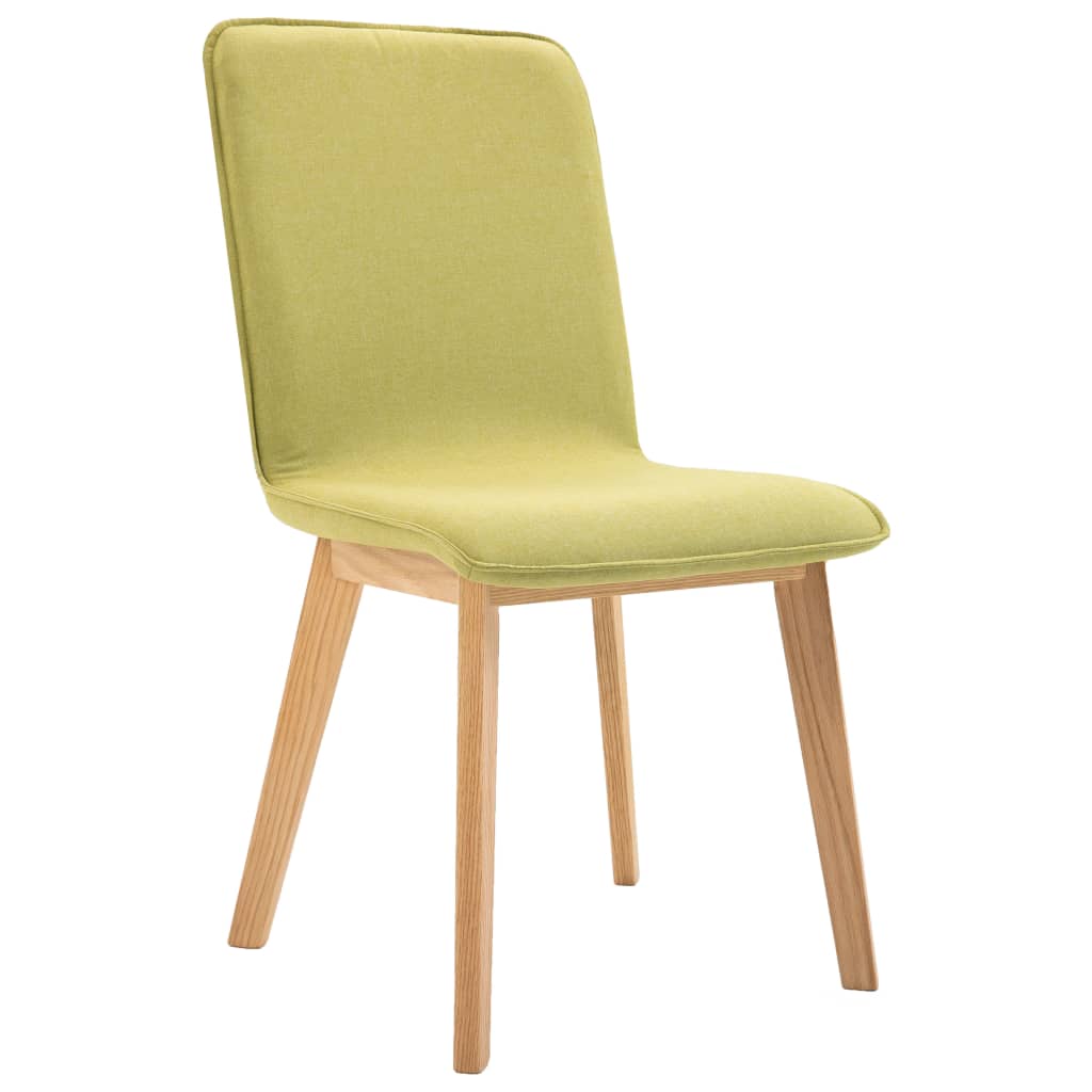 vidaXL Valgomojo kėdės, 2 vnt., žalias audinys ir ąžuolo med. mas.