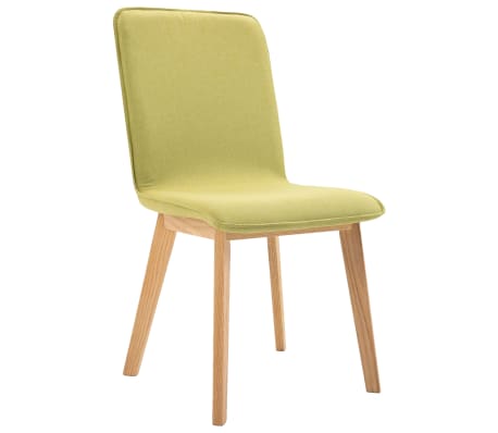 vidaXL Valgomojo kėdės, 2 vnt., žalias audinys ir ąžuolo med. mas.