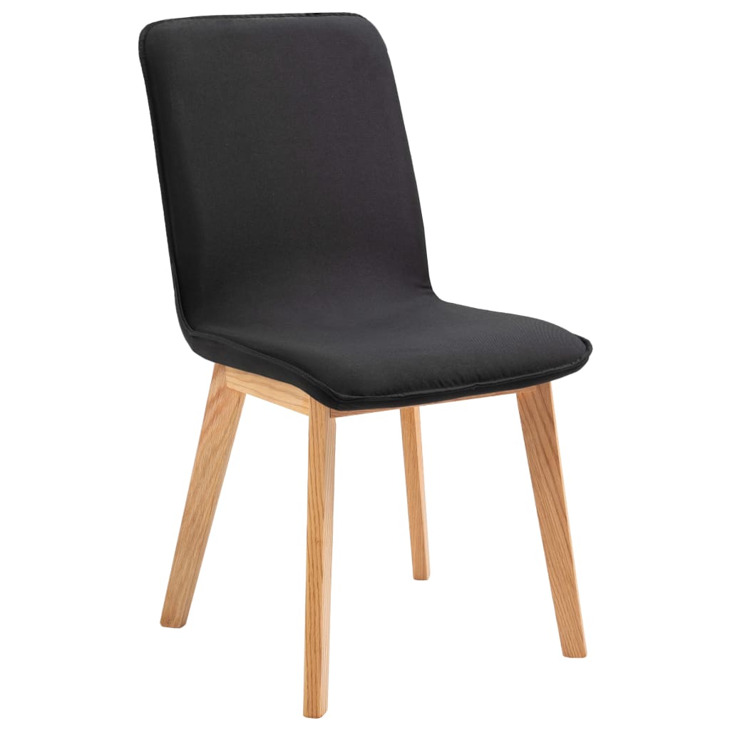 vidaXL Dining Chairs 2 pcs Black Fabric and Solid Oak Wood