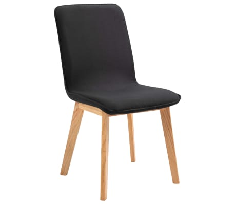 vidaXL Dining Chairs 2 pcs Black Fabric and Solid Oak Wood