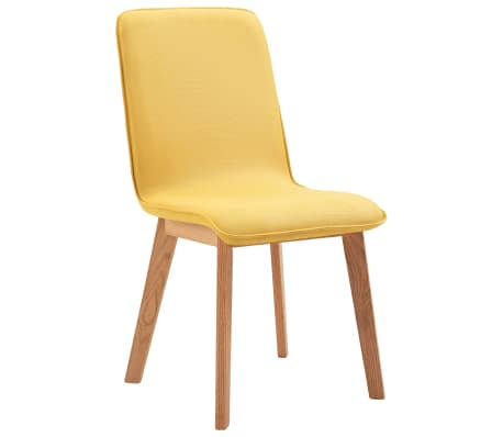 vidaXL virtuves krēsli, 2 gab., dzeltens audums, masīvs ozolkoks