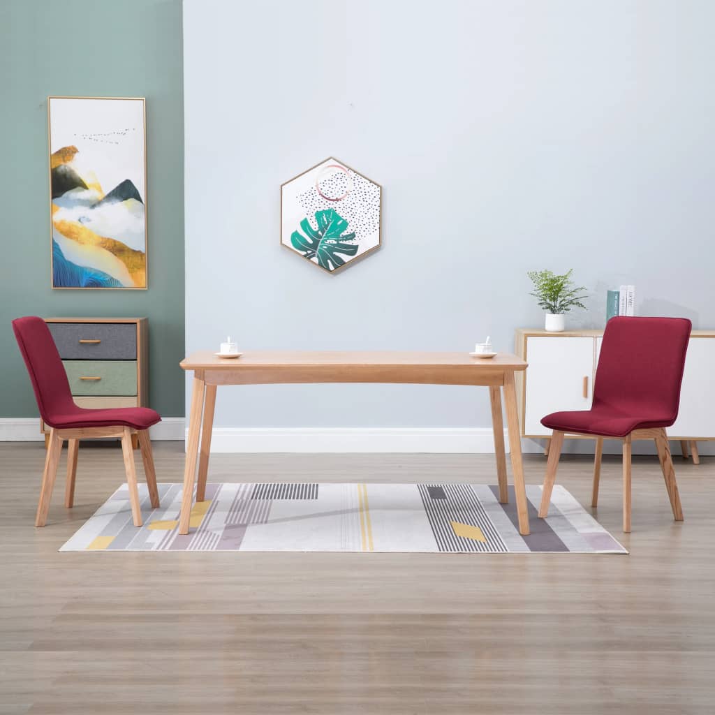 vida XL Esszimmerstühle 2 Stk. Rot Stoff und Massivholz Eiche