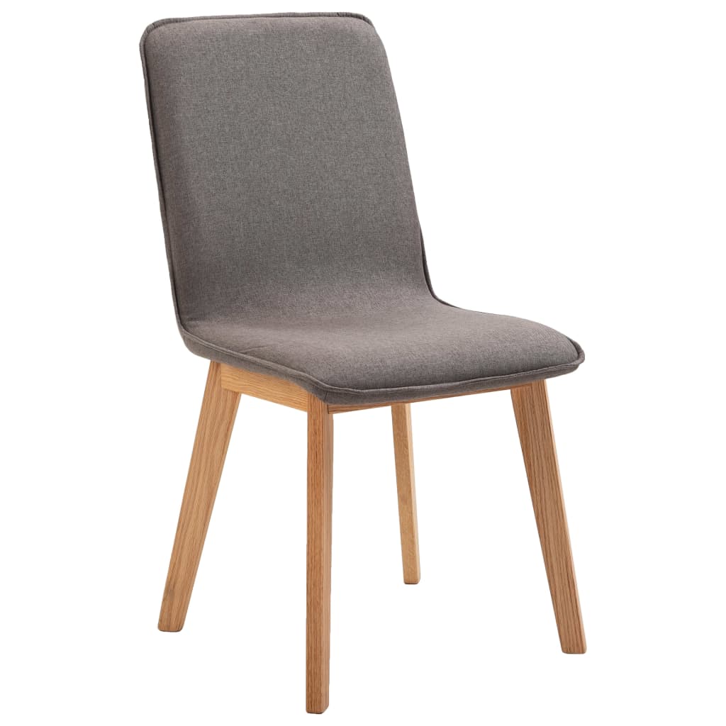 vidaXL Dining Chairs 2 pcs Taupe Fabric and Solid Oak Wood
