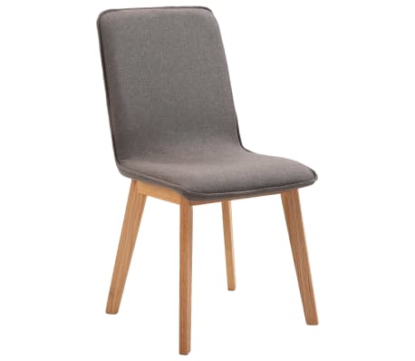 vidaXL Jedálenské stoličky 2 ks, sivohnedé, látka a dubový masív