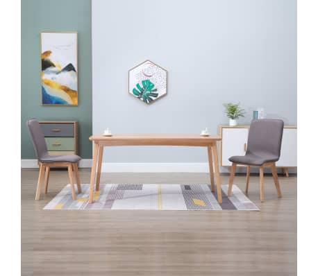 Chêne 2x CuisineeBay Salle de Tissu Taupe Chaises à Massif vidaXL Manger WdBorxCe