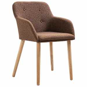 vidaXL Sillas de comedor 2 uds tela y madera maciza de roble marr&oacute;n