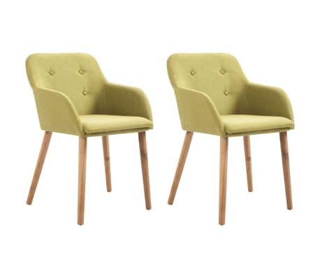 vidaXL Esszimmerstühle 2 Stk. Grün Stoff und Massivholz Eiche vidaXL Esszimmerstühle 2 Stk. Grün Stoff und Massivholz Eiche