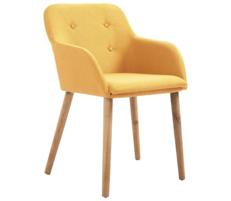 vidaXL Krzesła do jadalni, 2 szt., żółte, tkanina i lity dąb
