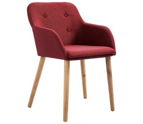 vidaXL Dining Chairs 2 pcs Wine Red Fabric and Solid Oak Wood