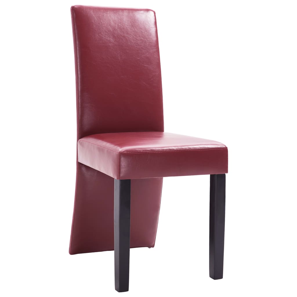 vidaXL Valgomojo kėdės, 4 vnt., raudonojo vyno spalvos, dirbt. oda